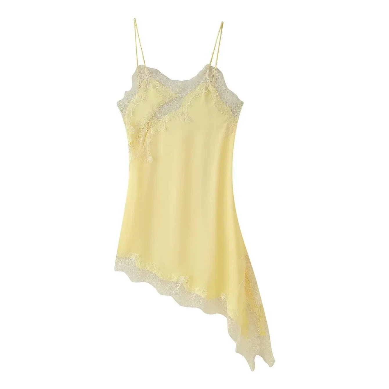 Vestido camisola con paneles de encaje