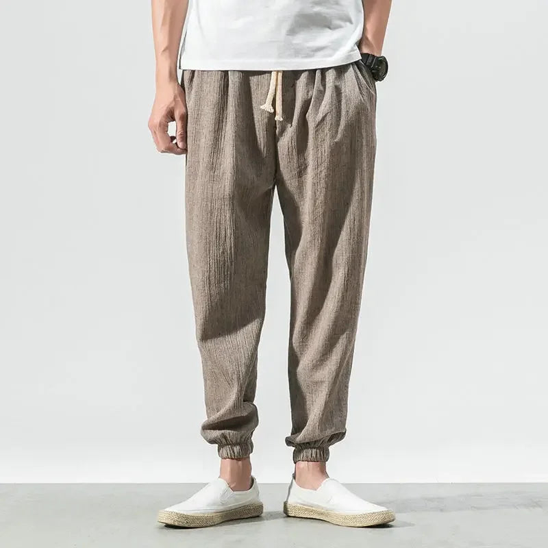 Pantalones Harem informales de lino y algodón
