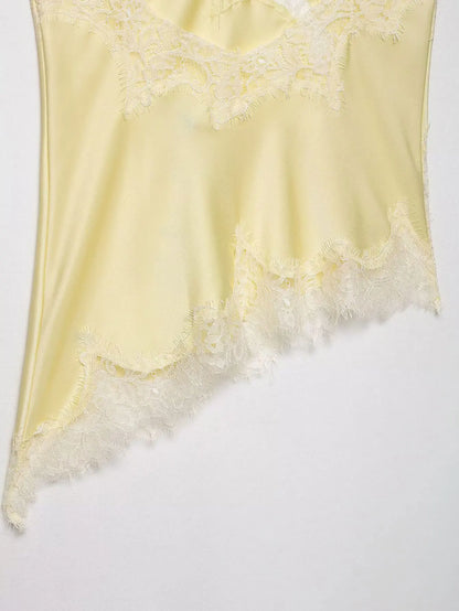 Lace-paneled camisole tops