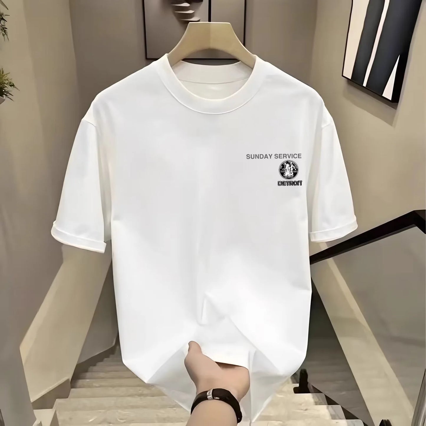 Camiseta Estampada de Estilo Americano 100% Algodón Puro