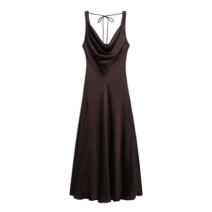 vestido con volantes Casual ajustado sin mangas Midi