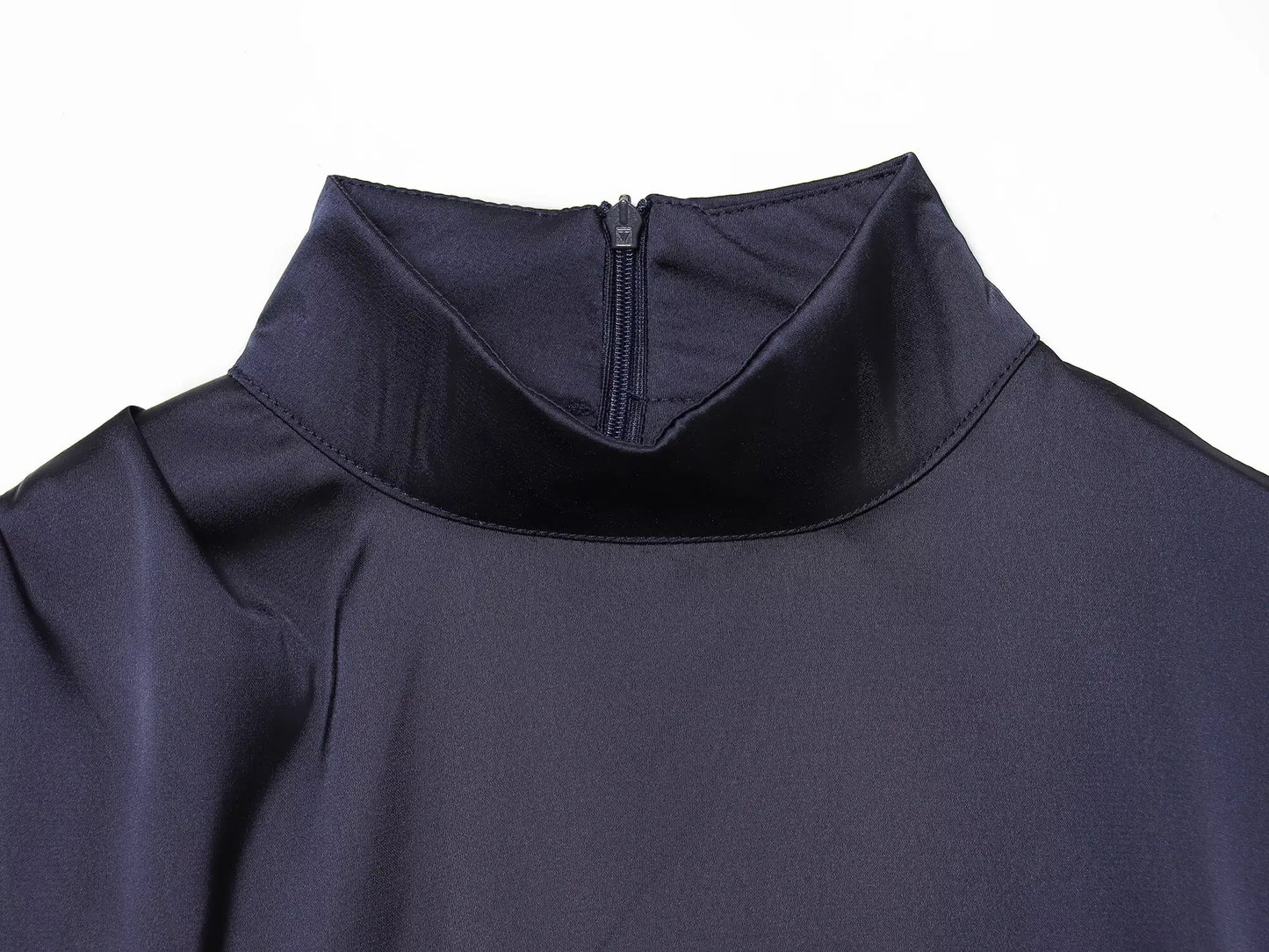satin dress, back zipper hem