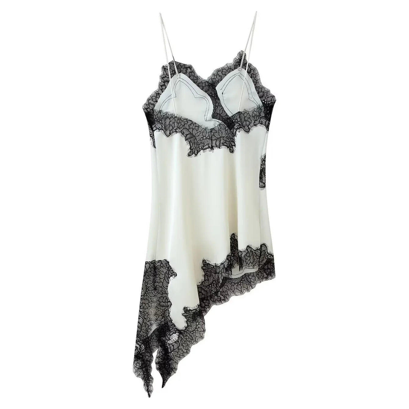 Vestido camisola con paneles de encaje