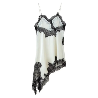 Vestido camisola con paneles de encaje