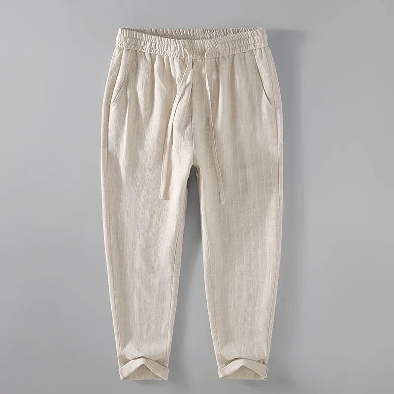 Pantalones de Lino y Algodón Transpirables  Estilo Casual