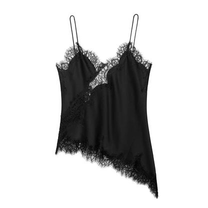 Lace-paneled camisole tops