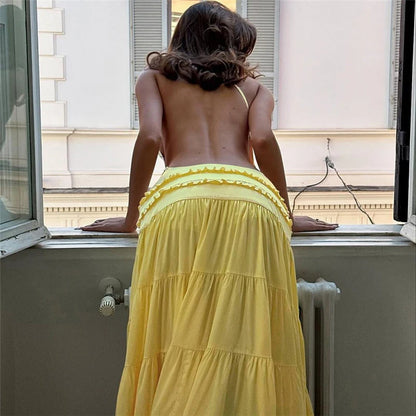 Vestido de noche Sexy sin mangas con tirantes y espalda descubierta
