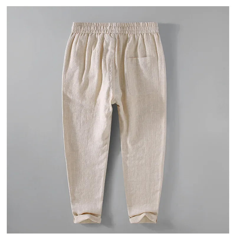 Pantalones de Lino y Algodón Transpirables  Estilo Casual
