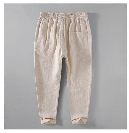 Pantalones de Lino y Algodón Transpirables  Estilo Casual