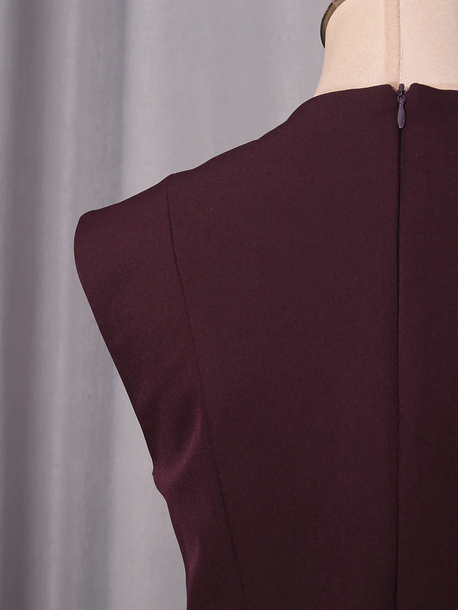 blusa elegante de cintura alta sin mangas con cuello redondo