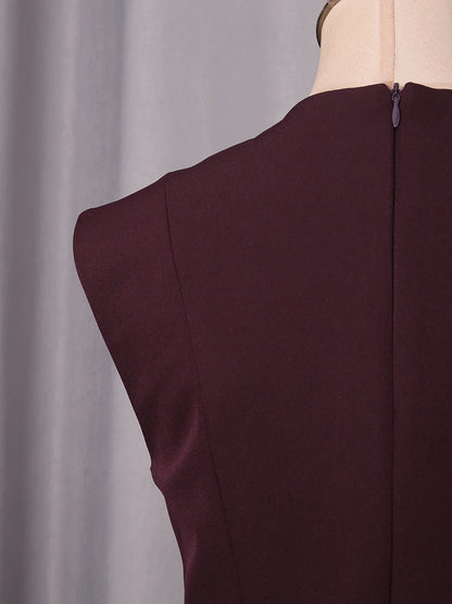 blusa elegante de cintura alta sin mangas con cuello redondo