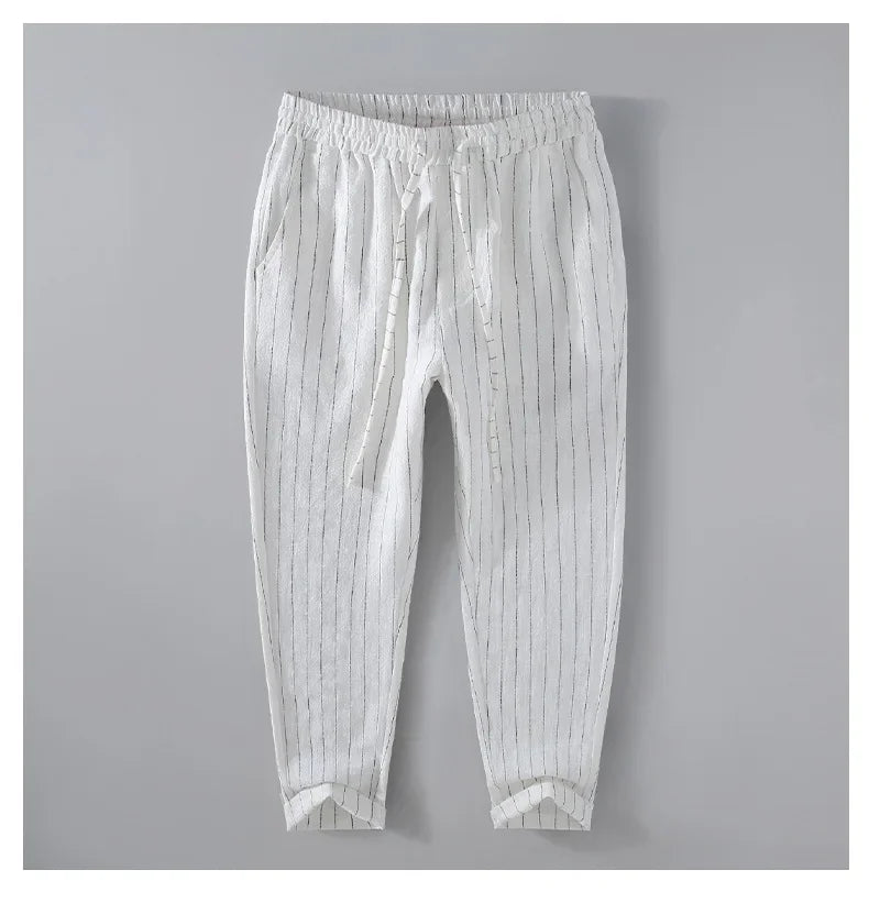 Pantalones de Lino y Algodón Transpirables  Estilo Casual