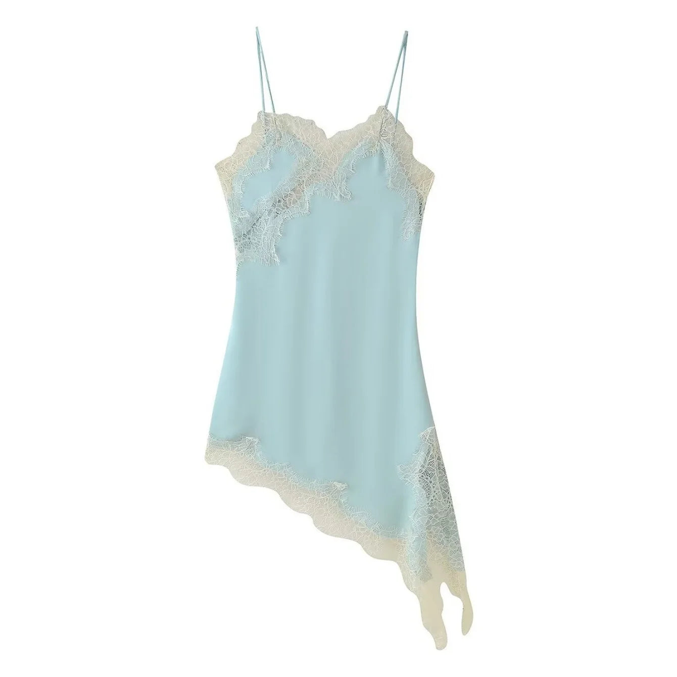 Vestido camisola con paneles de encaje