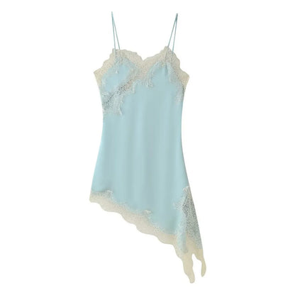 Vestido camisola con paneles de encaje