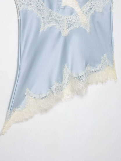 Lace-paneled camisole tops