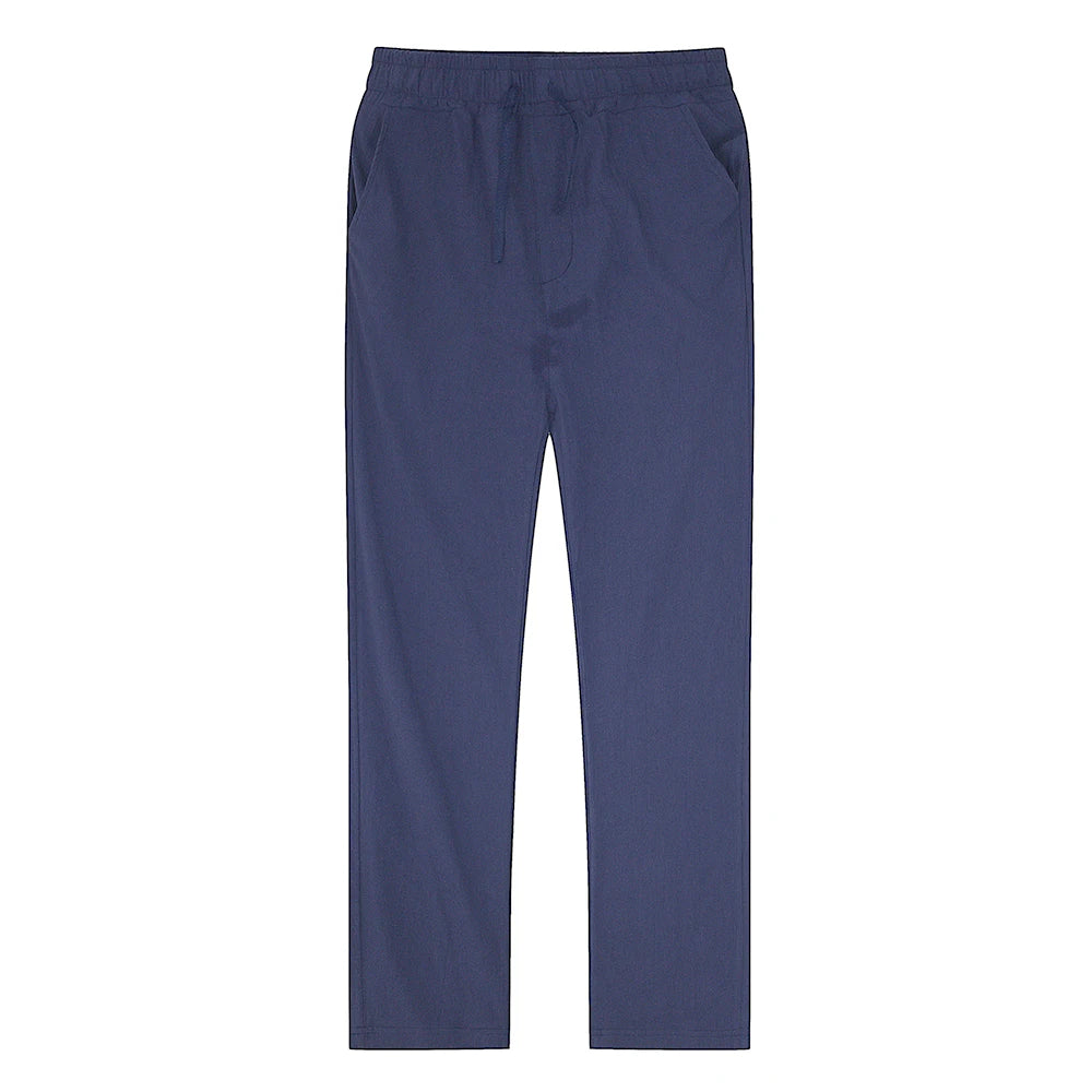 Pantalones de lino y algodón color solido