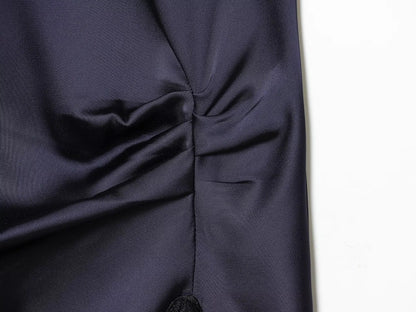 vestidos de satén  encaje patchwork hendidura sexy