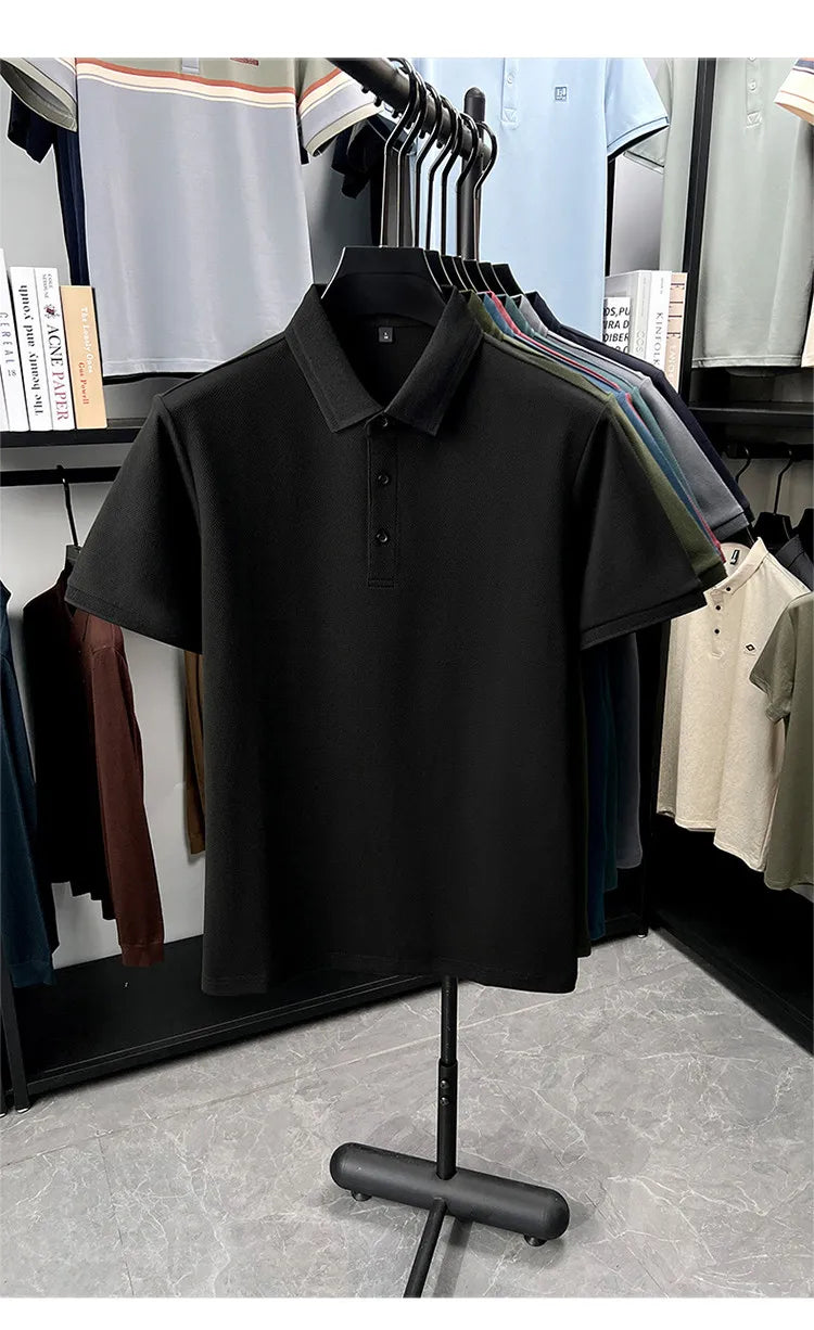 Polo de 76% algodón para hombre: tela texturizada transpirable
