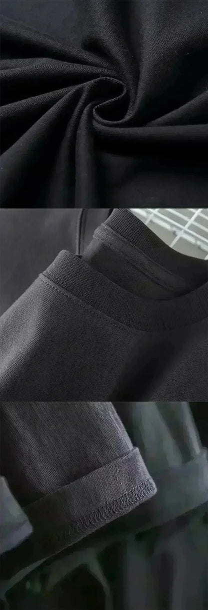 Camiseta de algodón de manga corta con cuello redondo