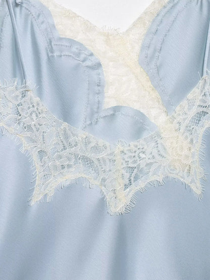 Lace-paneled camisole tops