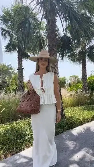 falda de lino de algodón,chaleco con cordones