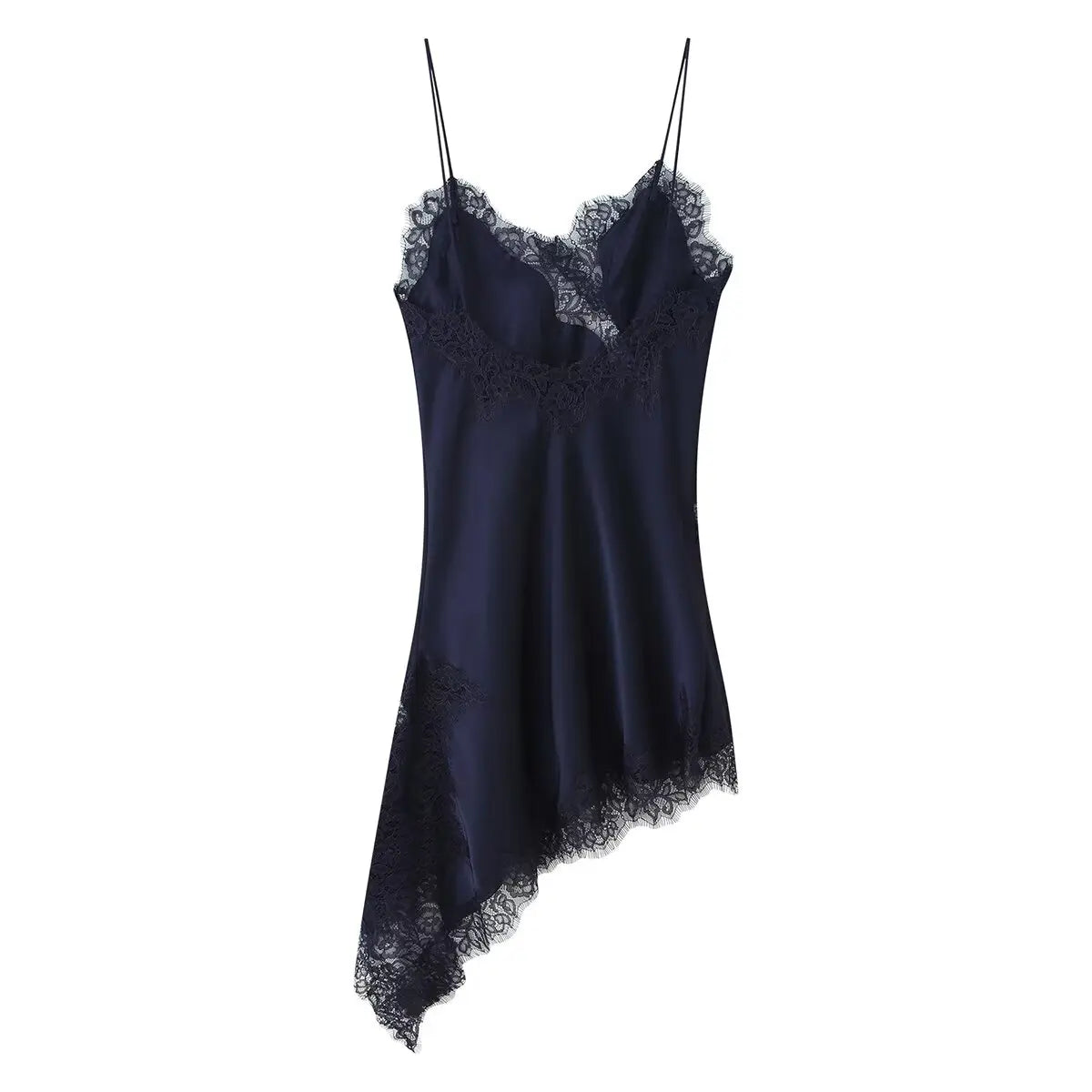 Vestido camisola con paneles de encaje