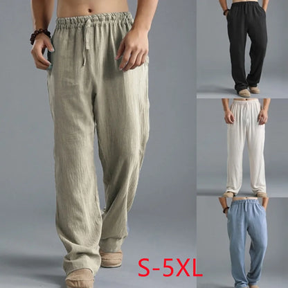 Pantalone ropa informal De algodón y lino