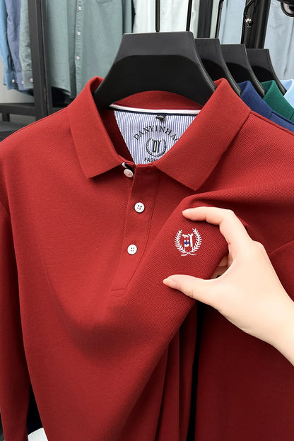 Polo de manga larga de algodón de seda
