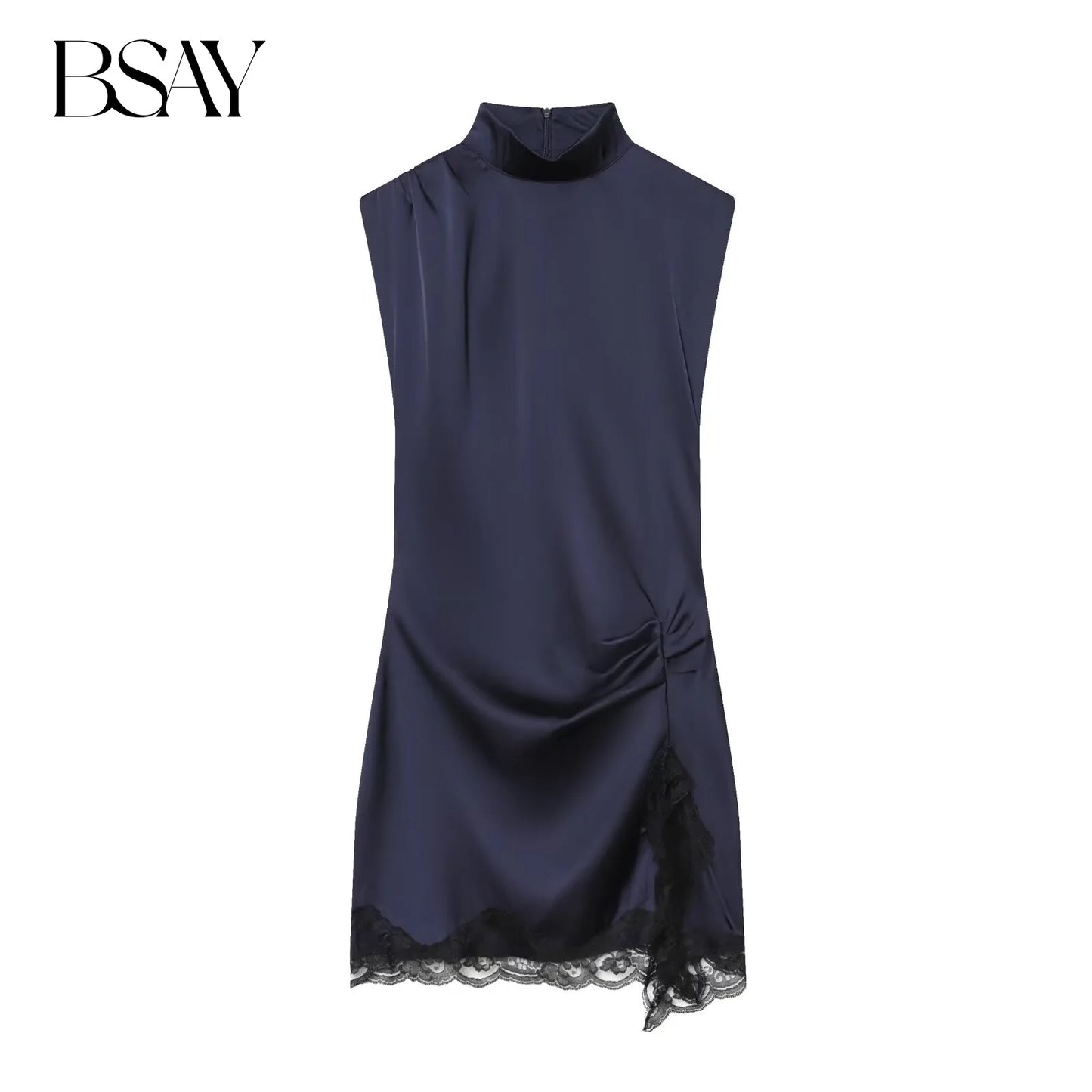 vestidos de satén  encaje patchwork hendidura sexy
