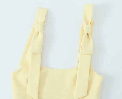 Women's Summer Sexy Sleeveless Bow Square Neck Tops