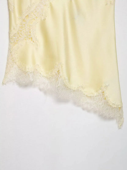 Lace-paneled camisole tops