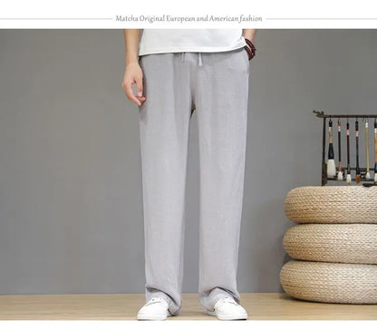 Pantalones de Lino para  Corte Recto, Cintura Elástica
