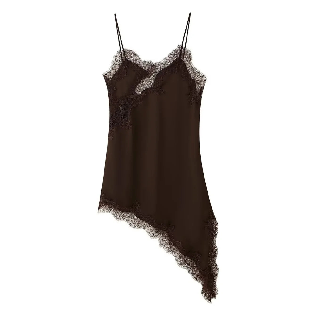 Vestido camisola con paneles de encaje