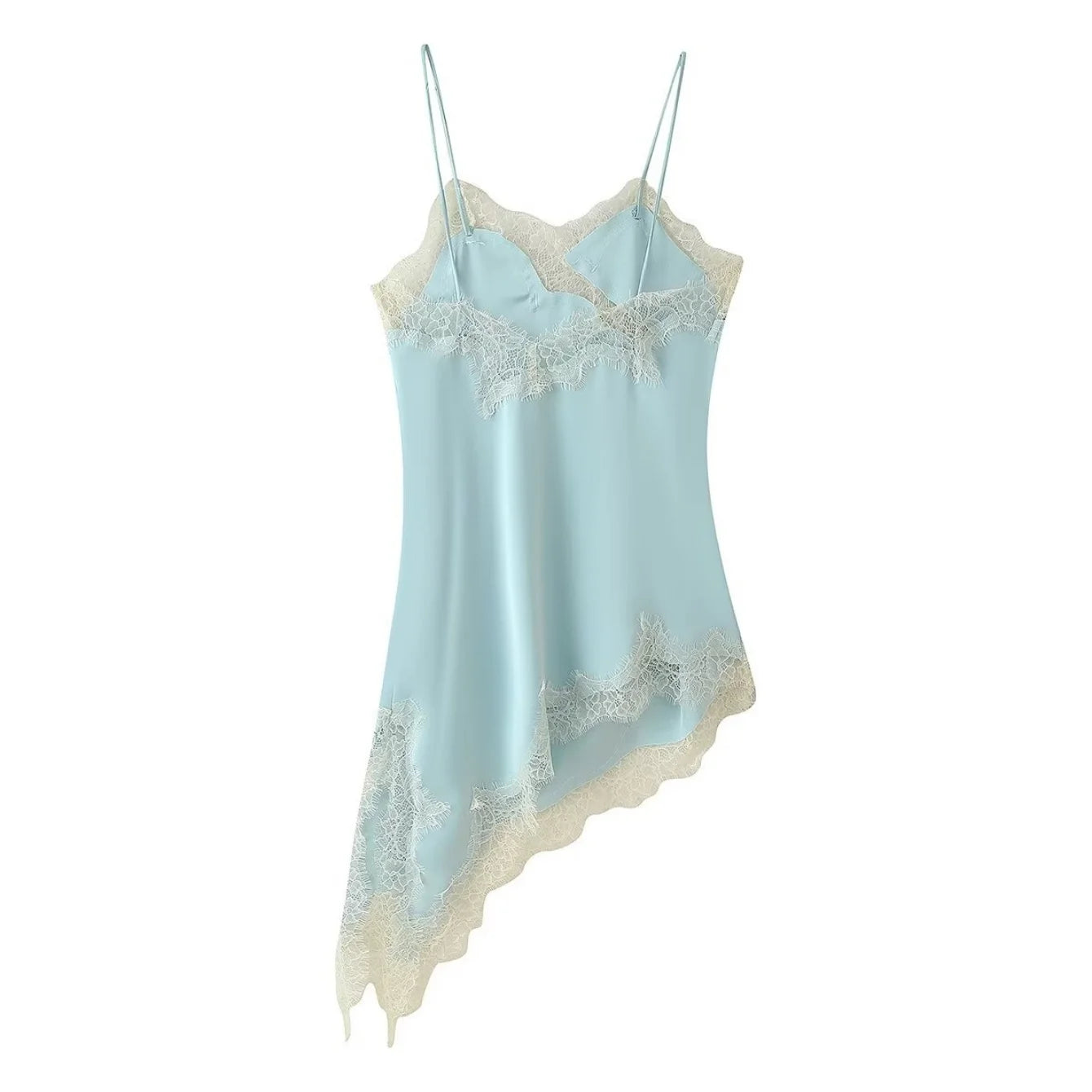 Vestido camisola con paneles de encaje
