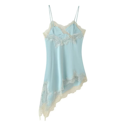 Vestido camisola con paneles de encaje