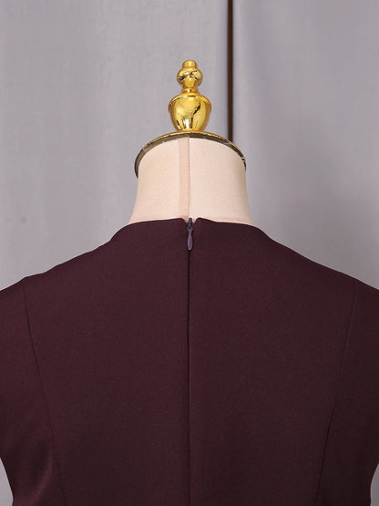 blusa elegante de cintura alta sin mangas con cuello redondo