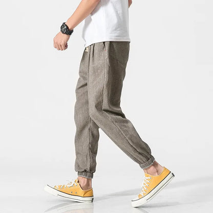 Pantalones Harem de Lino Casuales de Algodón