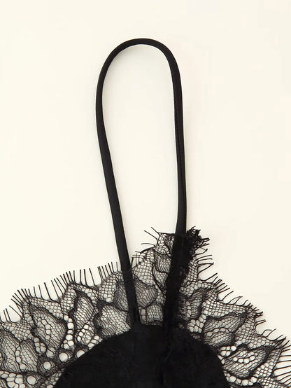 Vestido camisola con paneles de encaje