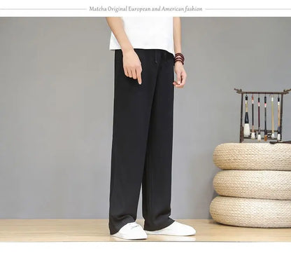 Pantalones de Lino para  Corte Recto, Cintura Elástica