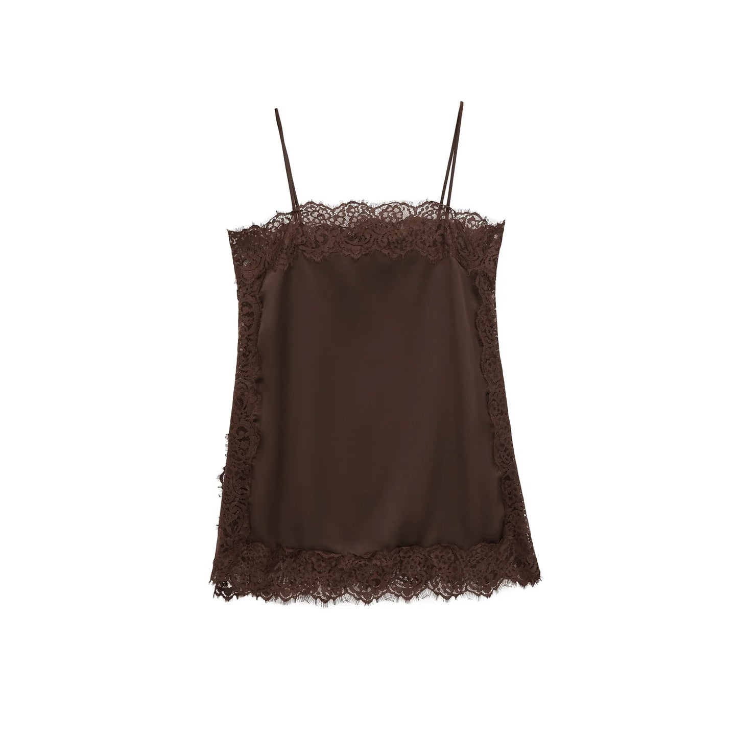 Tops sexis de satén con textura de encaje