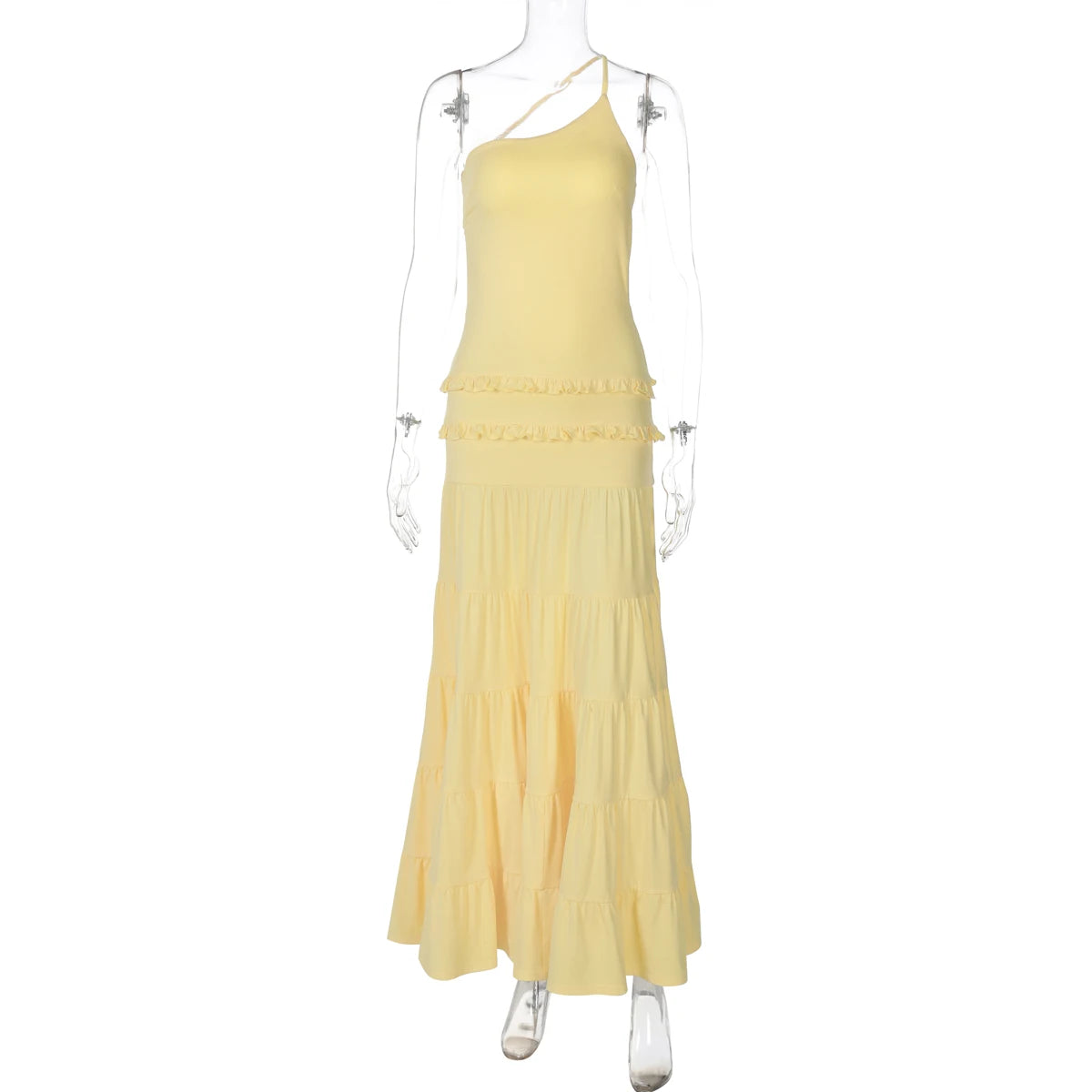 vestido espalda descubierta Sexy volantes elegante plisado Maxi