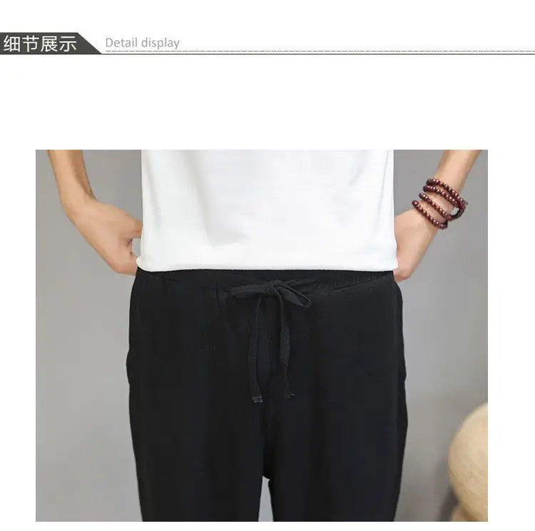 Pantalones de Lino para  Corte Recto, Cintura Elástica
