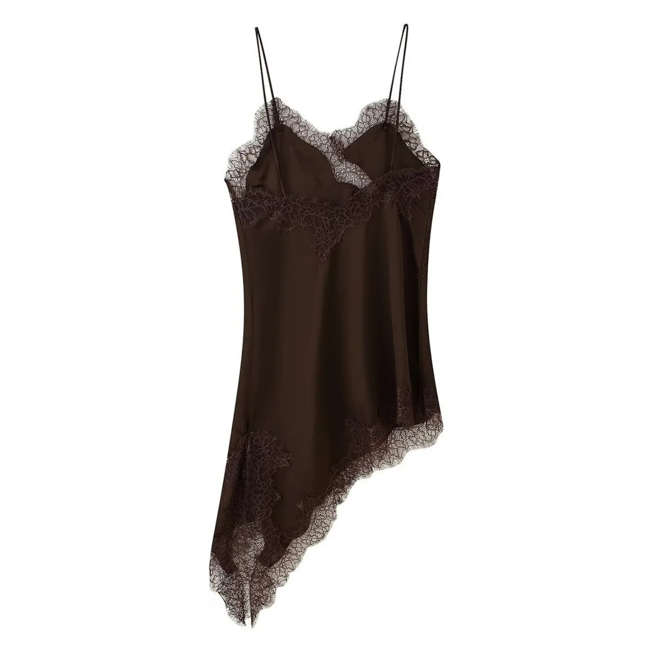 Vestido camisola con paneles de encaje