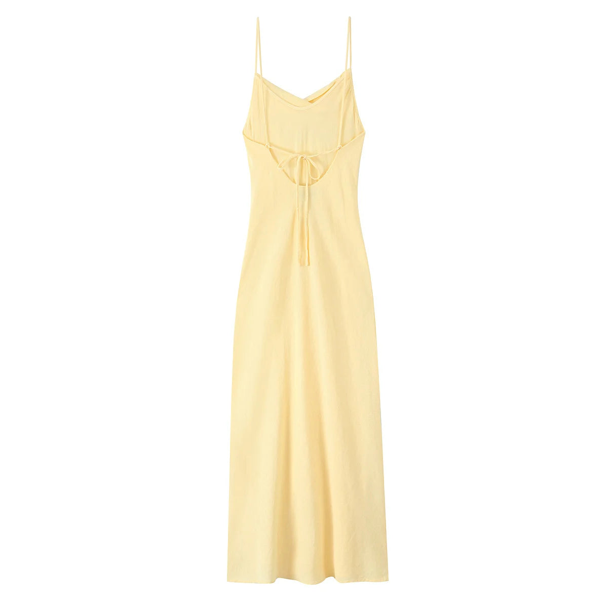 vestido sin espalda asimétrica ajustado con tirantes