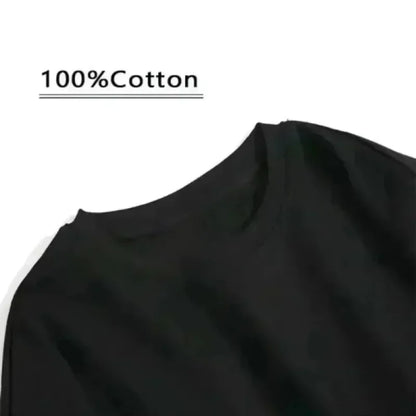 Camiseta de algodón de manga corta con cuello redondo