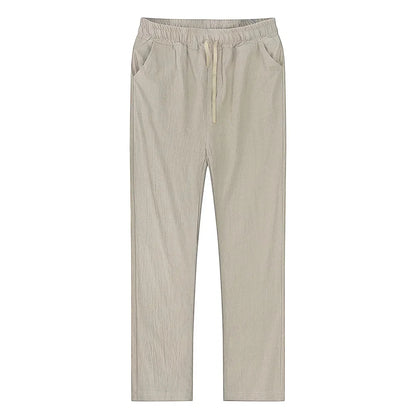 Pantalones de lino y algodón color solido