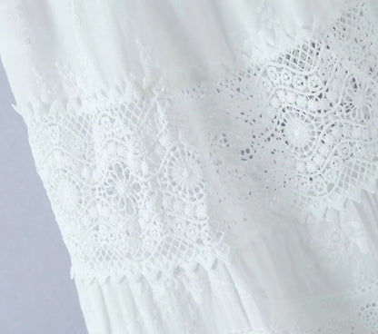 Conjunto de falda de encaje, vestido de verano para mujer, vacaciones en la playa, conjunto Sexy de algodón a juego, trajes de primavera blanco, 2 uds., conjunto femenino 2025
