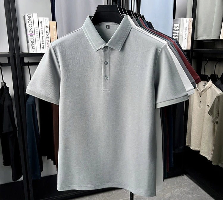 Polo de 76% algodón para hombre: tela texturizada transpirable