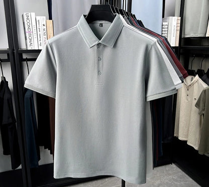 Polo de 76% algodón para hombre: tela texturizada transpirable