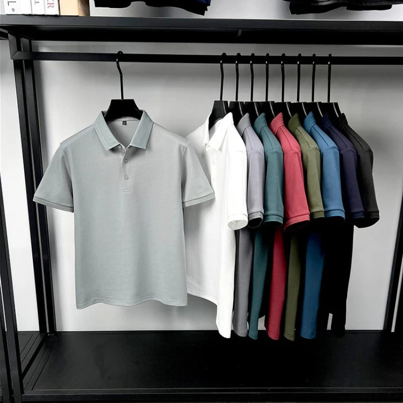 Polo de 76% algodón para hombre: tela texturizada transpirable